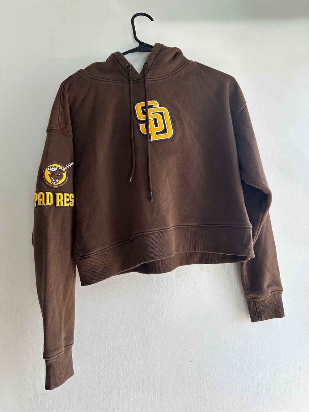 Brown SD Padres Cropped Hoodie Sweatshirt - Womens - Size Small